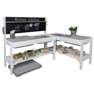 Matschküche Kleiner Gärtner Flexi - weiss / grau - AUS RETOURE 1 – Hochwertiges Holzspielzeug für Kinder